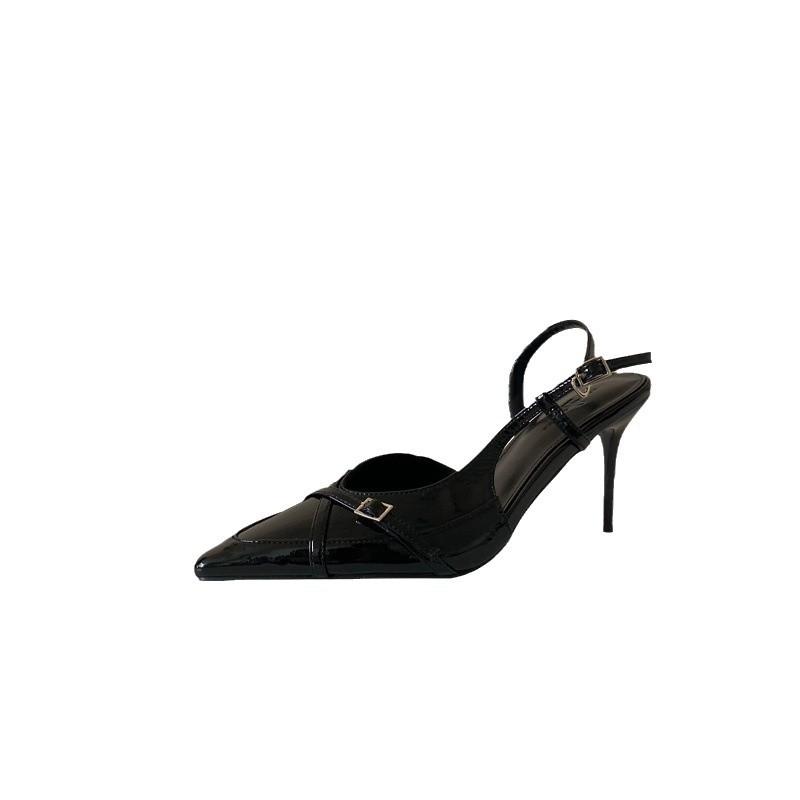 In the spring and summer of 2025, the new pointed-toed thin-heeled high-heeled European and American fashion bag-head women's shoes with rear straps a