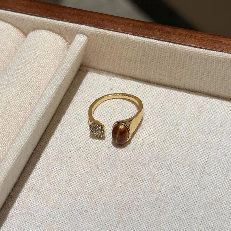 Maillard retro simple zircon geometric tiger s eye ring niche index finger ring fashionable exquisite jewelry