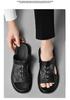 Men's Two-Way Open-Toe Cowhide Sandals: Cross-Strap Crocodile Pattern, Summer Outdoor Beach Half-Slippers