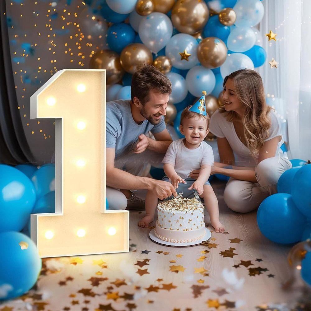 0-9 Numbers Giant Birthday Figure Light Up Balloons Birthday Balloon Frame  Party Decoration