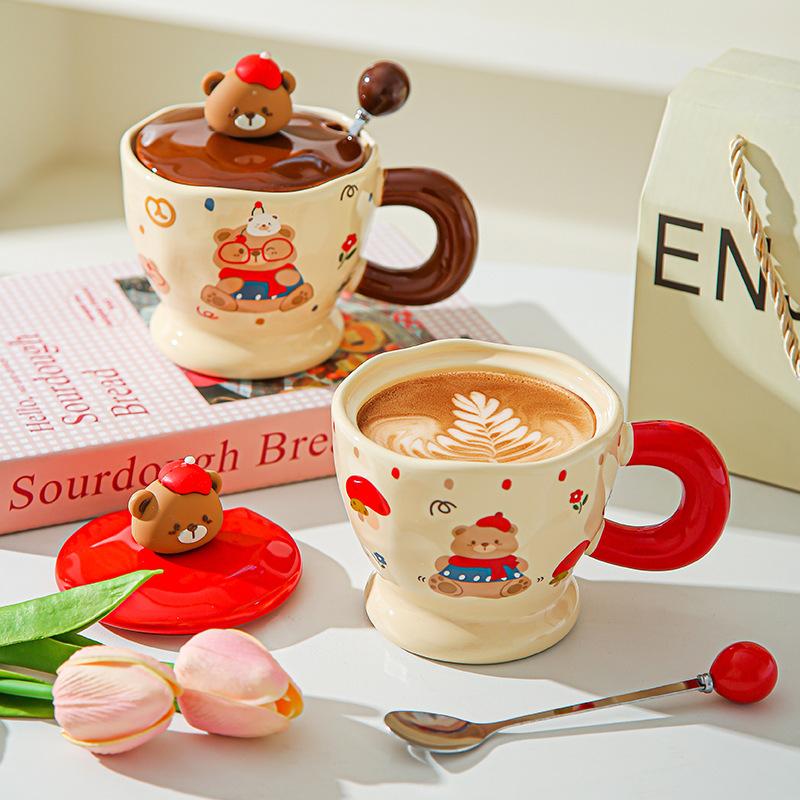 Creative Cute Cartoon Bear Ceramic Mug Office Household Cup Coffee Cup Water Cup Couple Breakfast Cup