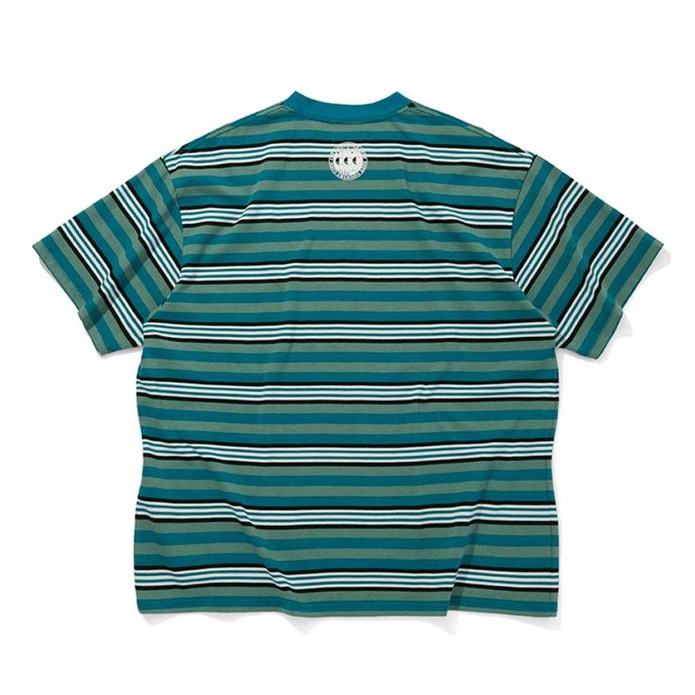 Sitikeonteulisiti Embroidered Logo Multi-Border Short Sleeve T-Shirt Green X White Unisex