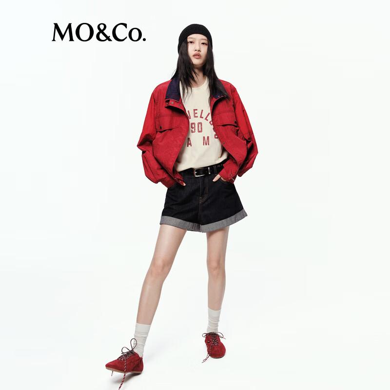 MO&Co. Women's Minimalist Water-Resistant Stand-Collar Jacket