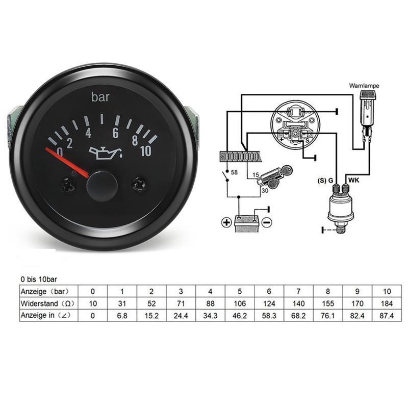 MAIMEIMI 0~10 Bar 52mm Oil Pressure Gauge with Sensor Yellow Light Oil Press Meter Indicator for Diesel Generator Car DC24V