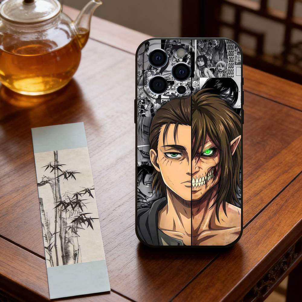 Anime A-Attack On Titan E-Eren Yeager Phone Case For iPhone 17, 16,15,14,13,12,11 Plus,Pro Max, Others Soft Black Cover