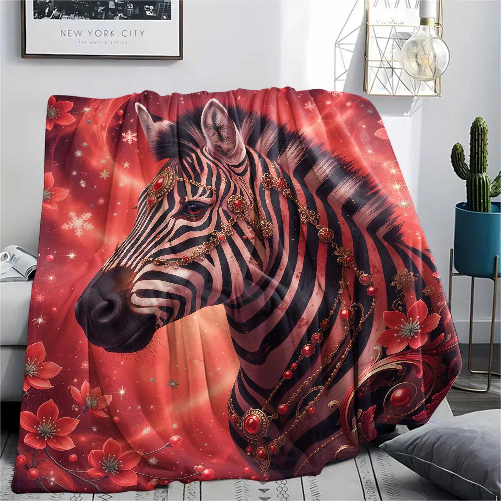 1Pc Mythicalcreatures Print Flannel Blanket, High Quality Comfortable for All Seasons, Home Decor, Warmth and Comfort, Perfect for Christmas Gifts