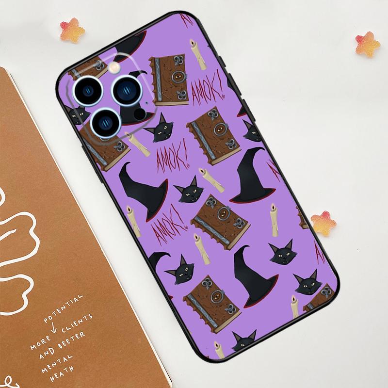 Witch Black Cat Phone Case For iPhone 17 Pro Max 14 13 12 11 15 16 Pro Max Mini 16 Plus 16e 17 Air Funda