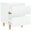 Nightstands 2 pcs with Pine Wood Legs High Gloss White