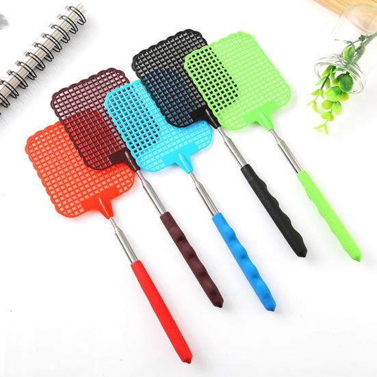 Extendable Fly Swatter Stainless Steel Telescopic Handle Insect Swatter Portable Mosquito Control Swatter for Insects Indoor Outdoor Kitchen