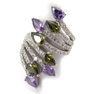 Silver Green Purple 'Sissi' Ring