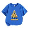 Kids Boys Girls 100% Cotton Crew Neck Short Sleeve T-Shirt, Cute Yellow Animated Characters Printed Casual Lightweight Breathable Tee for Daily Wear