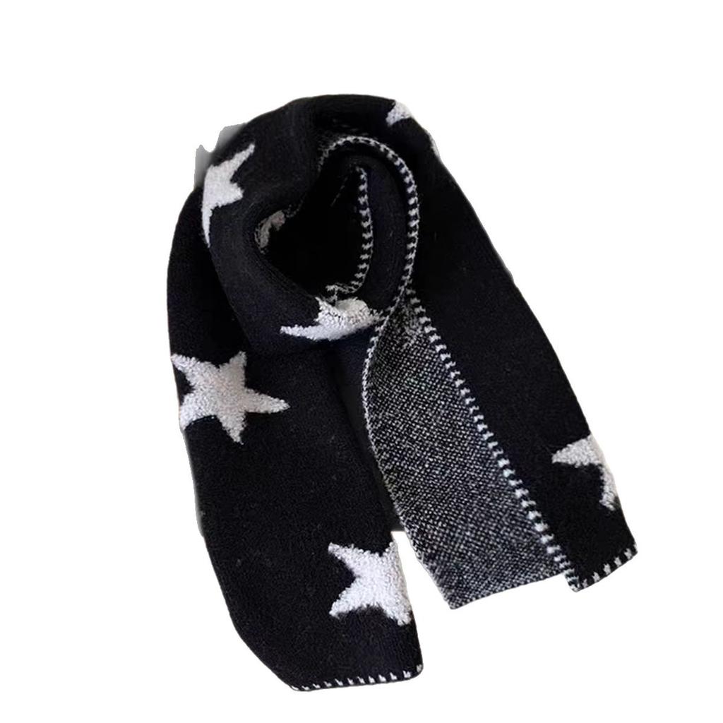 Star niche design knitted scarf women's winter warmth Korean versatile student couple scarf