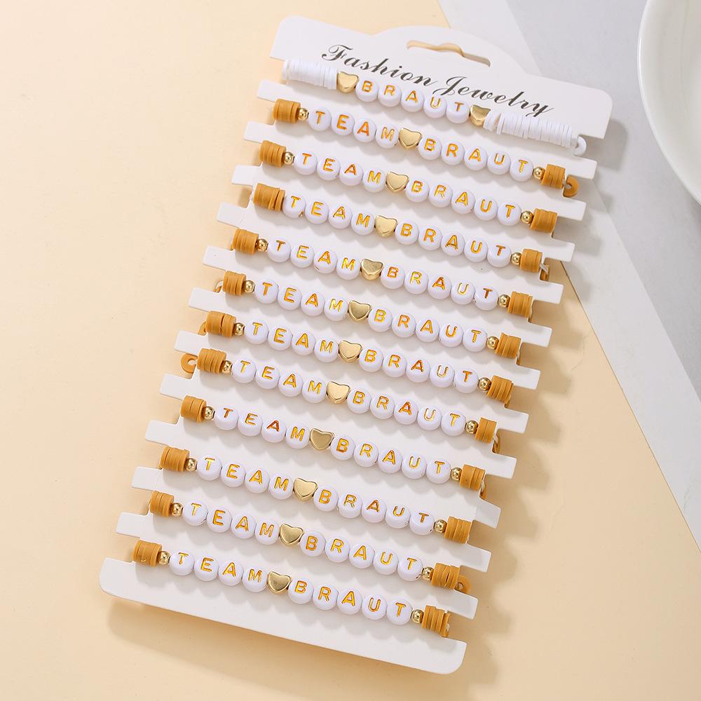 Popular Soft Pottery Letter Beads Friendship Combination Bracelet Bridal Team Bohemian Beads Stacked Wearing Jewelry