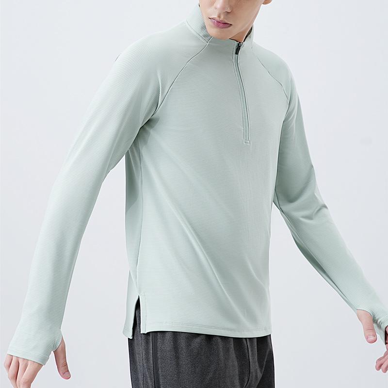 Men's Quick-Dry Half-Zip Stand-Collar Sweatshirt for Autumn/Winter Running and Training.