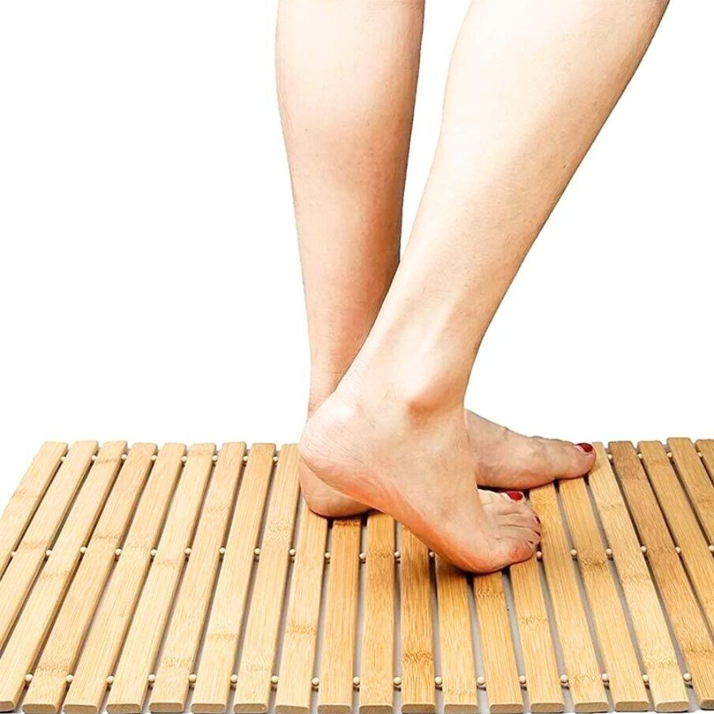 Bamboo bathroom mat, wooden, non-slip, natural rug, 40x60 cm