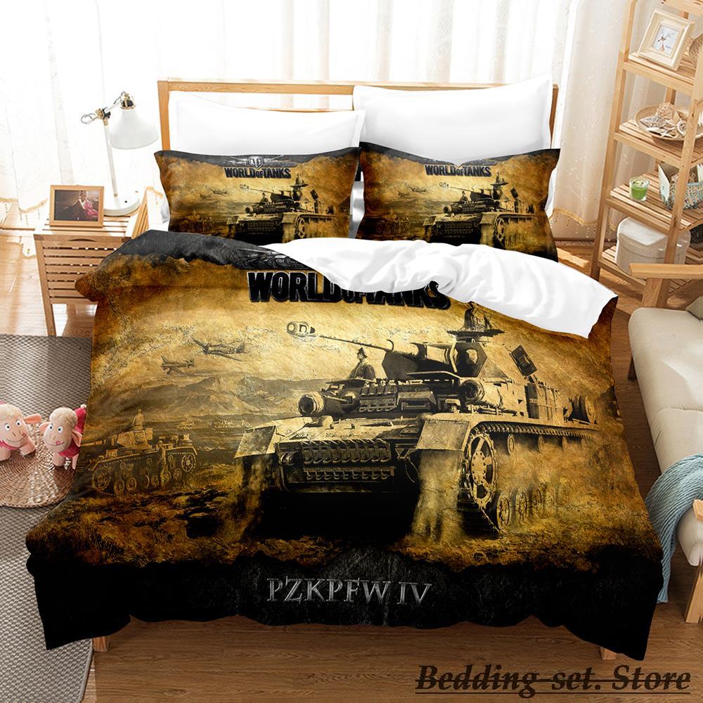 World Of Tanks Bedding Set Single Twin Full Queen King Size Bed Set Adult Kid Bedroom Duvetcover Sets Anime Parure De Lit Bed