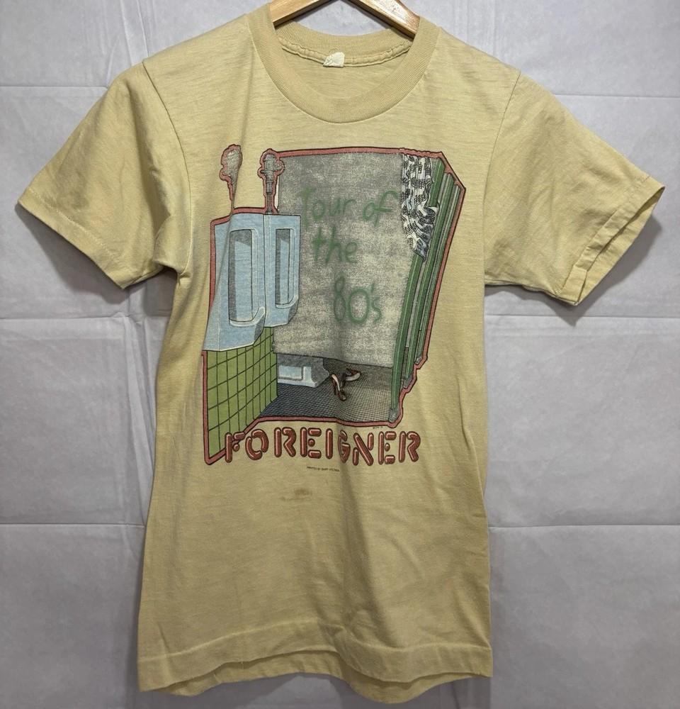 Foreigner Shirt Music Tour Band Tee Yellow Tour of the 1980s t shirt Unisex T-Shirt S