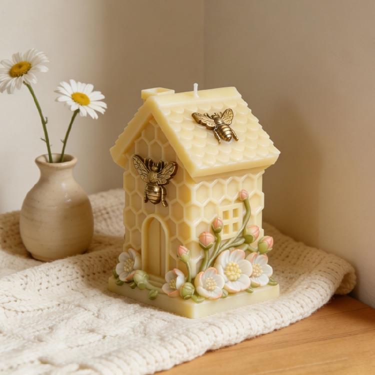 Honeycomb House Shape Silicone Mould Holiday Candle Silicone Molds For Handmade Candle Soap Chocolate Candy Cake Baking