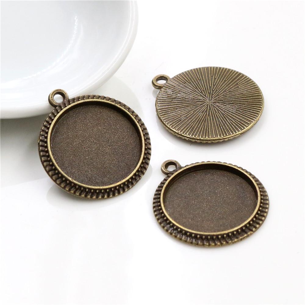 20 Stück 16mm Innenmaß Einfache Anhänger Cabochon Leere Basis Fassung Lünette Tablett DIY Schmuckherstellung Zubehör Komponenten