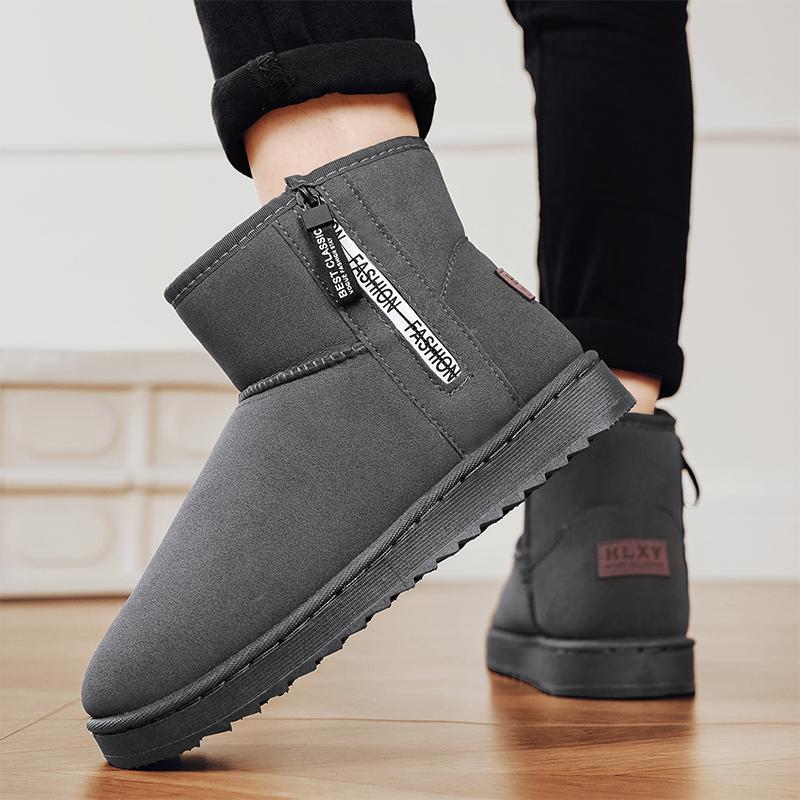 Braune Herren Winterstiefel Outdoor Warm Plüsch Schneestiefel Herren Pelz Knöchelstiefel Für Damen Zum Hineinschlüpfen Baumwollschuhe Botas Masculino