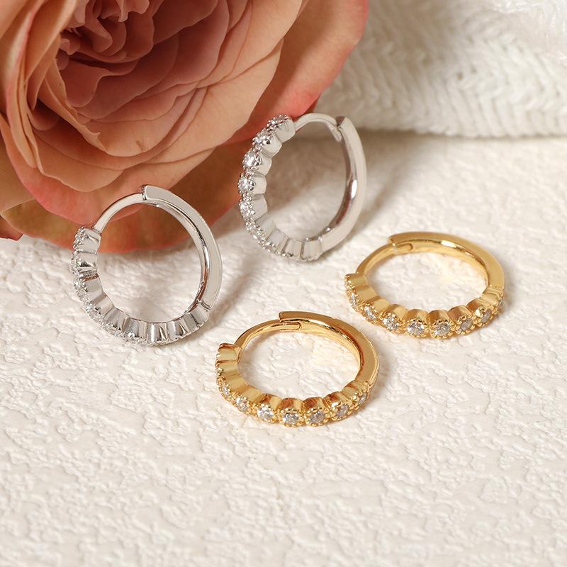 Earrings for Women's Gold-plated Single Row Zircon Earbuds Light Luxury High-end Summer Earrings