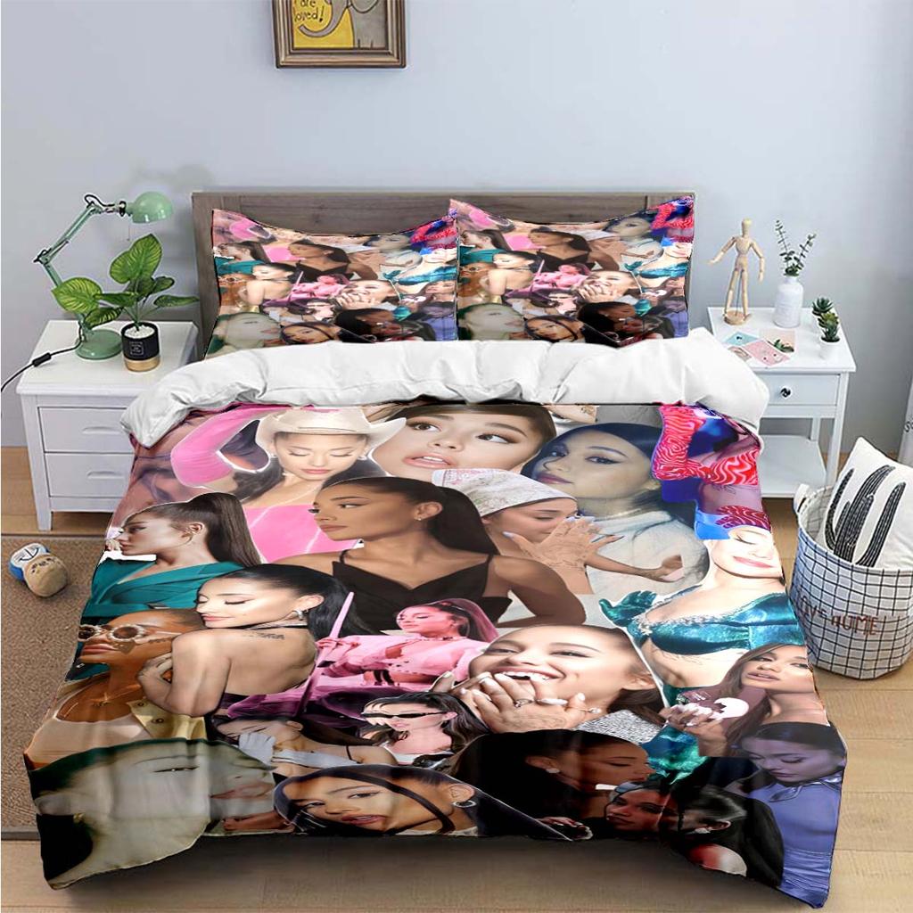 Comforter Fashion Pop Singer A-Ariana G-Grande Print Bedding Sets Bed Supplies Set Bed Comforter Set Bedding Set Luxury Gift