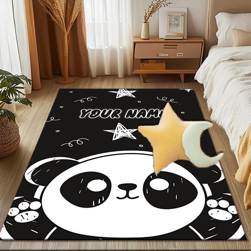 1PC Custom Name Panda Stars Night Theme Theme Floor Mat Ideal for Living Room, Game Rooms, Office, Bedroom, Floor Mat Playful Design