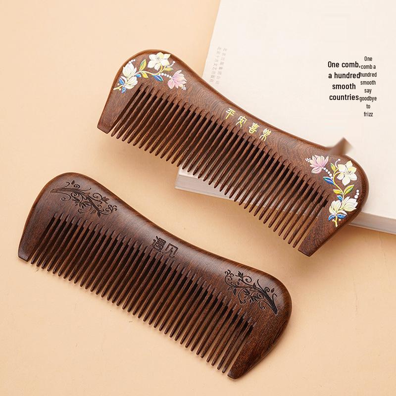Black Gold Sandalwood Comb Set: Meridian Massage Hair Care & Creative Gift for Mom