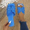 South East Asia Women's Solid Color Large Size Rivet Slippers Casual Square Head Open Toe Flat Bottom Summer Light Beach Shoes