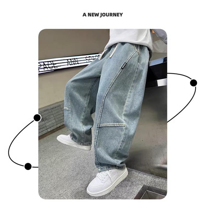 Kids' Straight Soft Jeans - Spring/Autumn Wide Leg Casual Pants