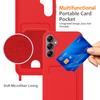 For Samsung Galaxy S24 FE Case Liquid Silicone Card Holder Phone Back Cover with Lanyard