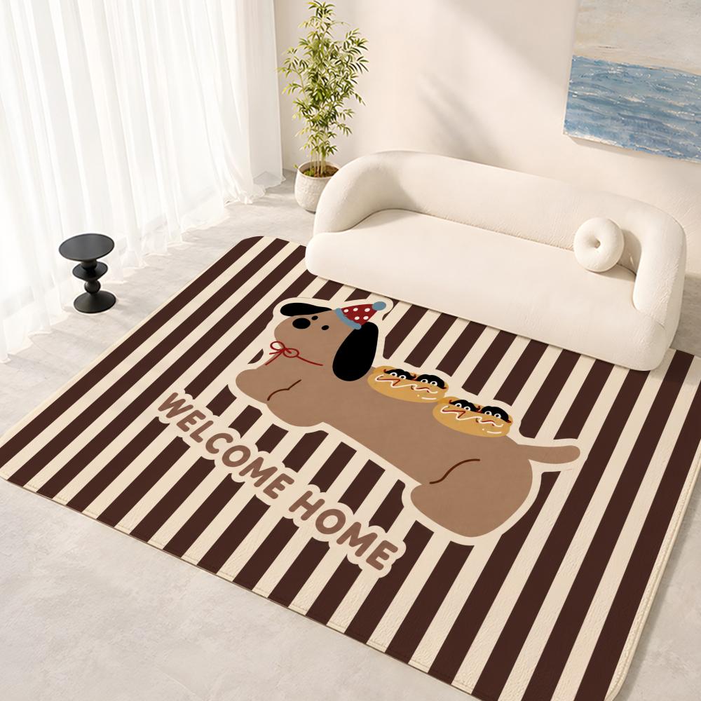 Cute Cartoon Dachshund Puppies Floor Mat Flannel Rug Soft Non Slip Washable Door Mat For Bathroom Bedroom Kitchen Home Decor