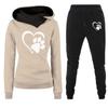 Spring and Autumn Winter Casual Sportswear Set with Love Letter Printed Women's Hoodie and Sweatshirt Set Trendy