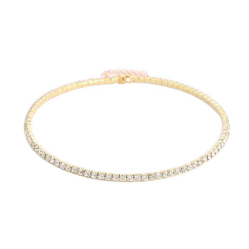 Rhinestone Multi-Row Elastic Choker Necklace for Brides