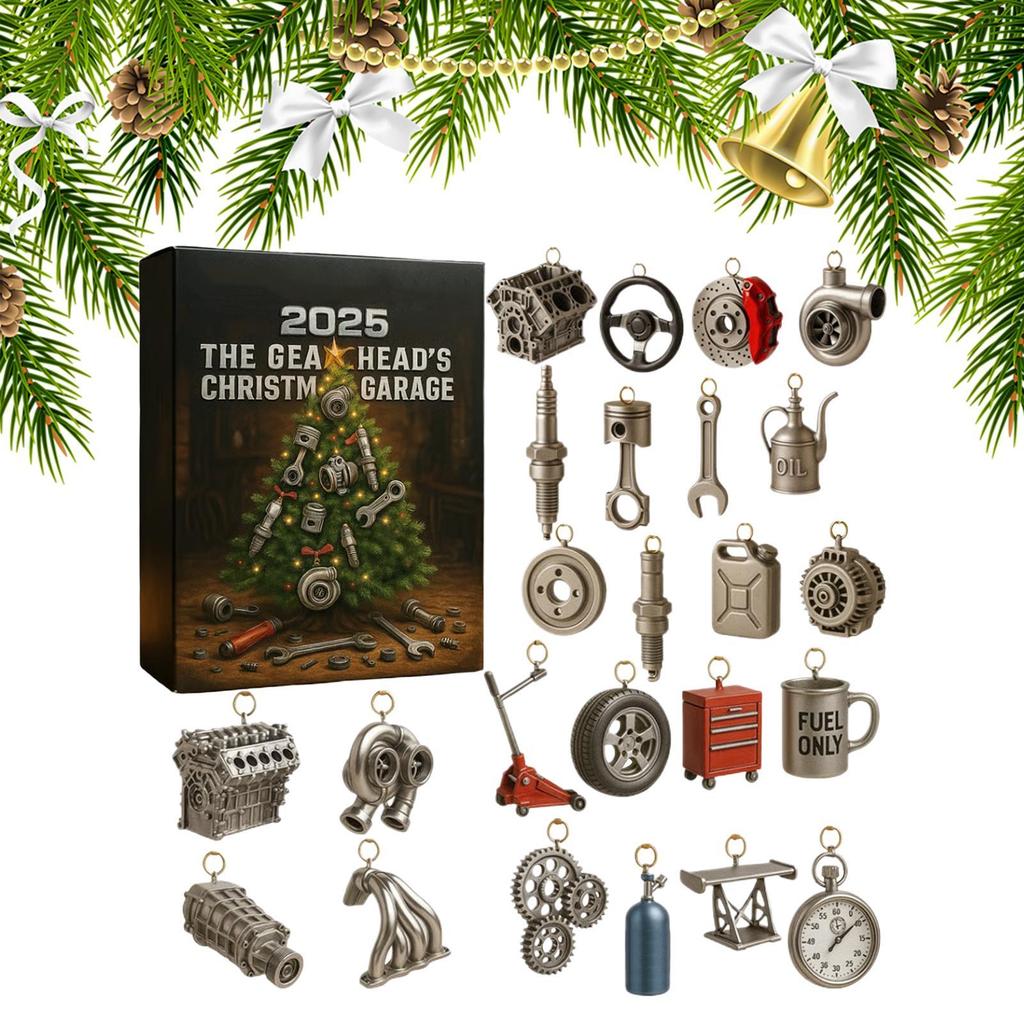 Countdown Calendar 2D Acrylic Garage 24 Days Countdown Pendant Set Festive Ornament Decoration for Workshop Electricians Men