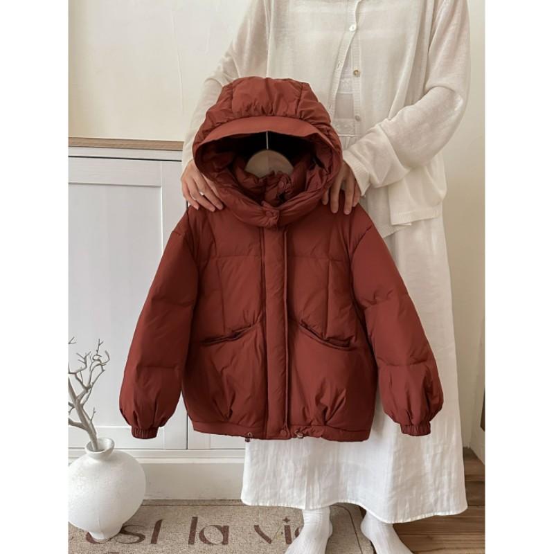 Children's Winter Thickened Warm Short Down Jacket Medium-Large Kids' Lightweight Hooded Coat