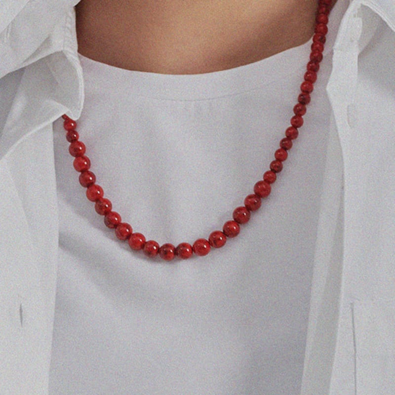 PICOMENT #006 Red Turquoise Gemstone Necklace