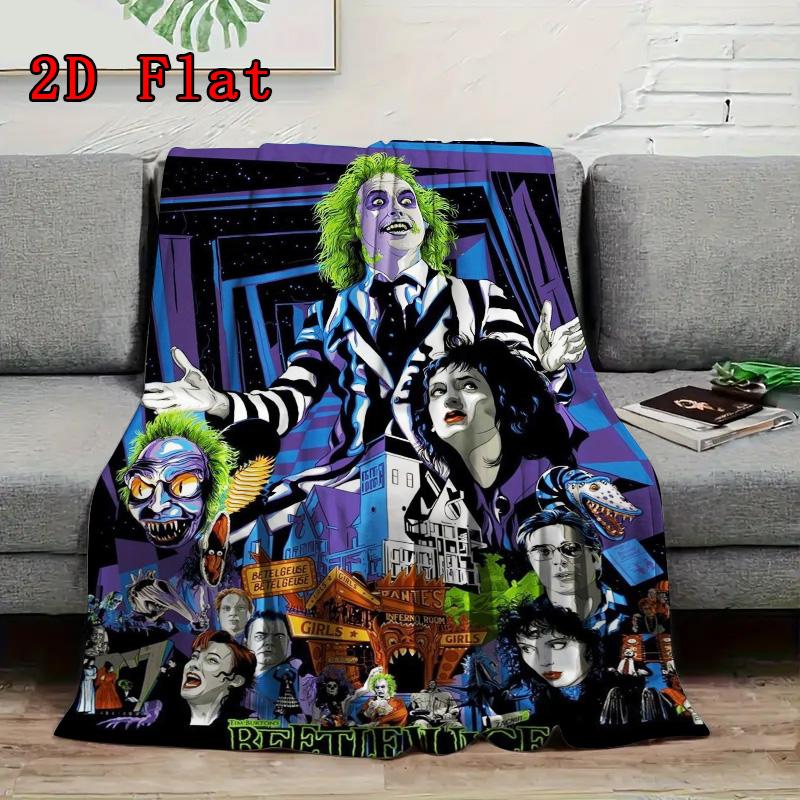 Beetlejuice 2D Flat Pattern Flannel Blanket High quality All Seasons Warmth and Comfort Perfect for Christmas Gifts.MMT0918328
