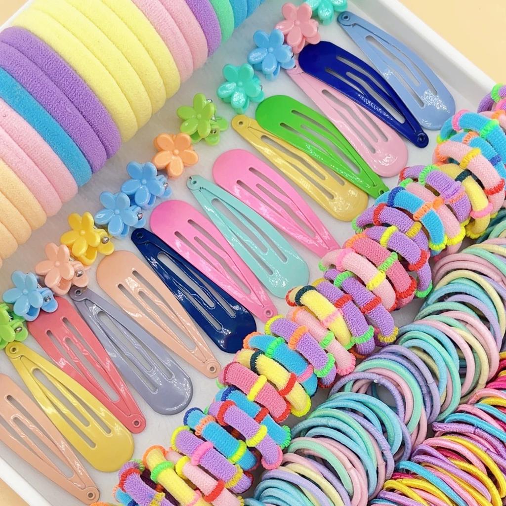 410pcs Children's Elastic Band Hair Clip Combination Set Baby Hair Circle Girl's Edge Clip Hair Accessory Girl Hair Rope