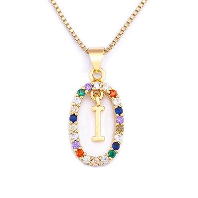 Nidin New Colorful 26 Letters A - Z Initial Alphabet Pendant Long Chain Necklace Jewelry Women Accessories Gift