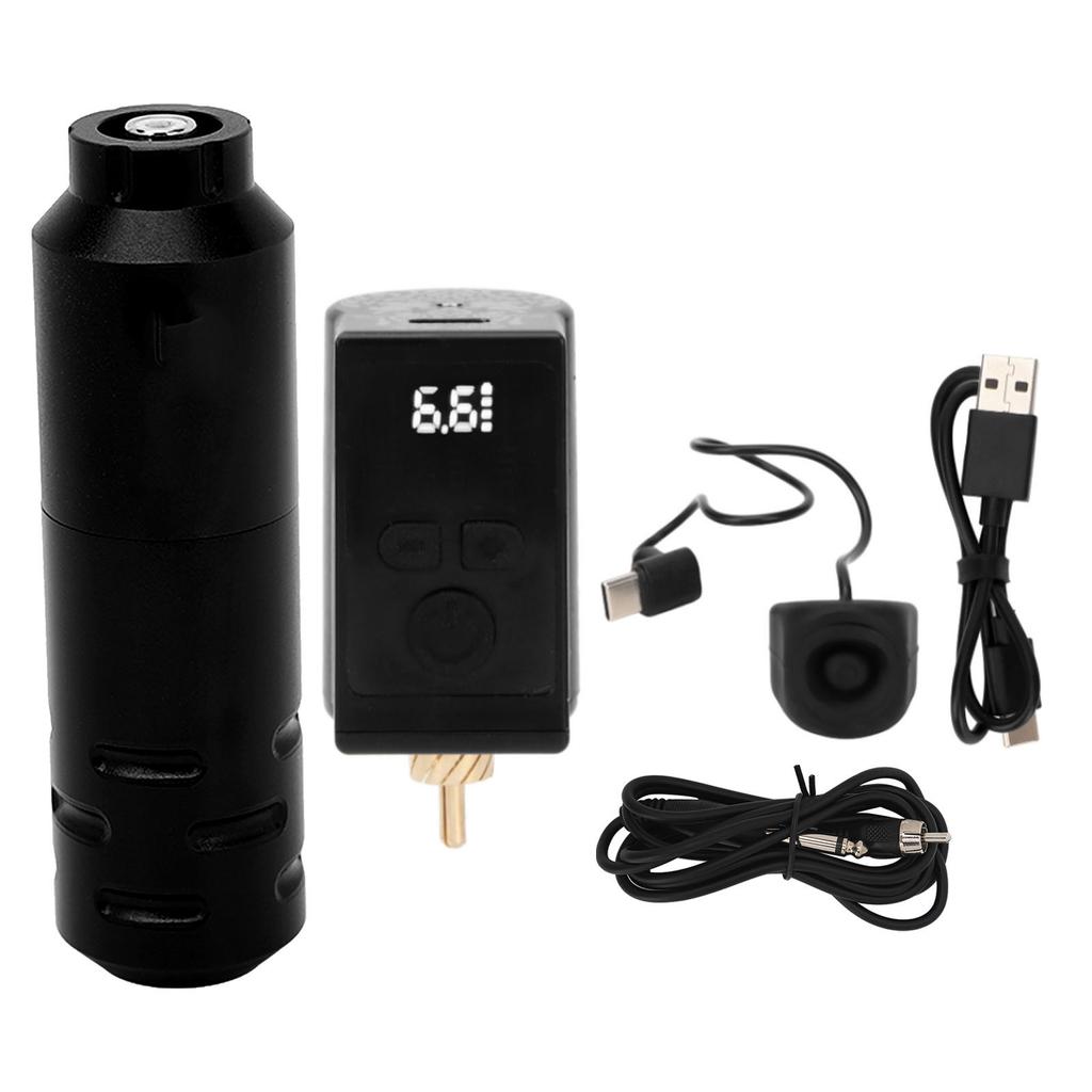 Tattoo Wireless Power Supply Kit RCA Interface 1450mAh Power Rotary Short Tattoo Machine Black