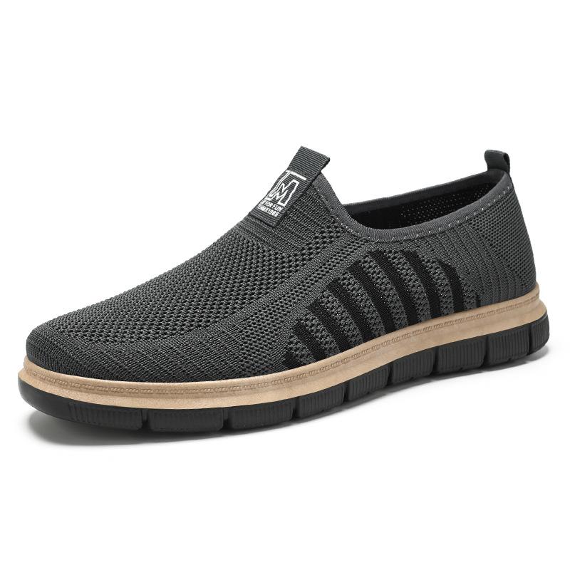Men's shoes soft sole comfortable casual shoes flying woven shoes one pedal dad shoes breathable non-smelly feet mesh shoes versatile single shoes