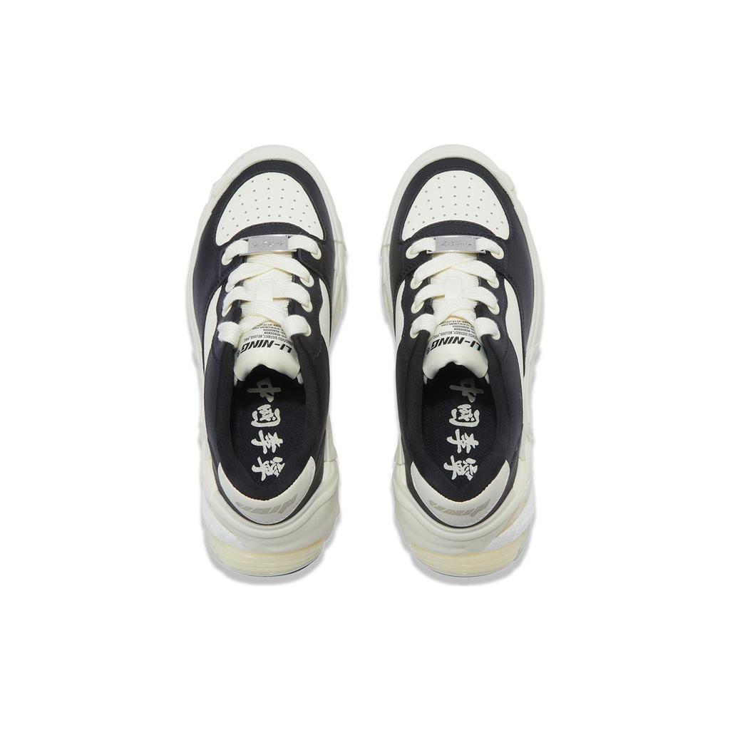 Li Ning Wu Ji BR Comfortable Non-Slip Wear-Resistant Low-Top Skate Shoes Women skate shoes Black White AZGT084-3