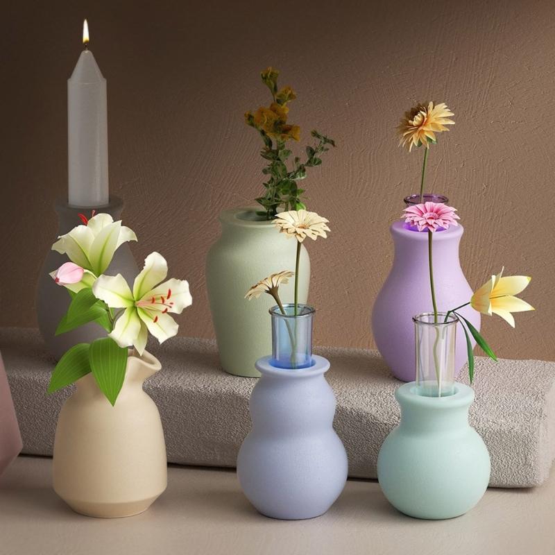 Test Tube Vase Mold Hydroponic Plant Flower Pots Silicone Mould Candle Holder Molds Plaster Resin Casting Molds Decors