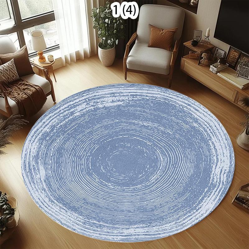 

Chic Textured Concentric Circle Round Rug Non-slip Decorative Mat Multi-color Floor Carpet for Living Room Bedroom 80cm x 80cm