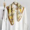 Retro literature and art niche Japanese and Korean flower printing square scarf 68 herringbone pattern women's professional wear elegant temperament 