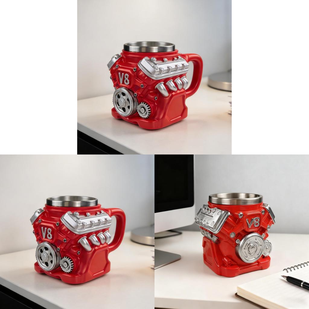 V8 Engine Mechanical Mug Resin Metal Coffee Cup For Car Lovers And Gift Giving
