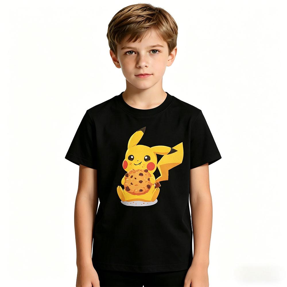 Summer Anime Pokémon Cosplay TShirt Cotton Short Sleeve Tops Casual Loose Retro TShirt Men Women Kids Family Matching Outfits