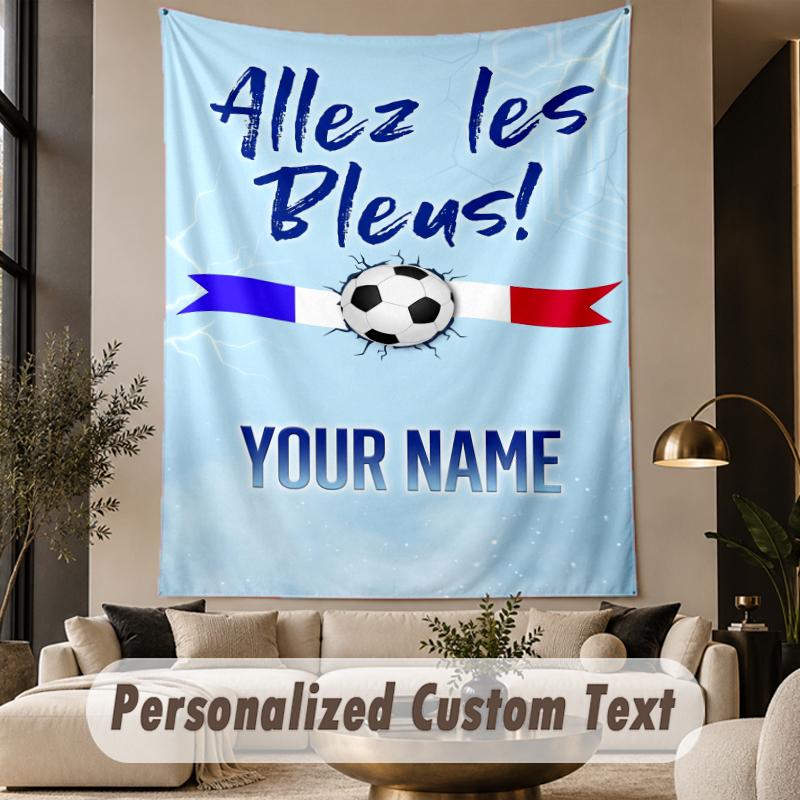 Custom Text Tapestry France national football team Print Wall Tapestry Indoor Living Room Wall Decor