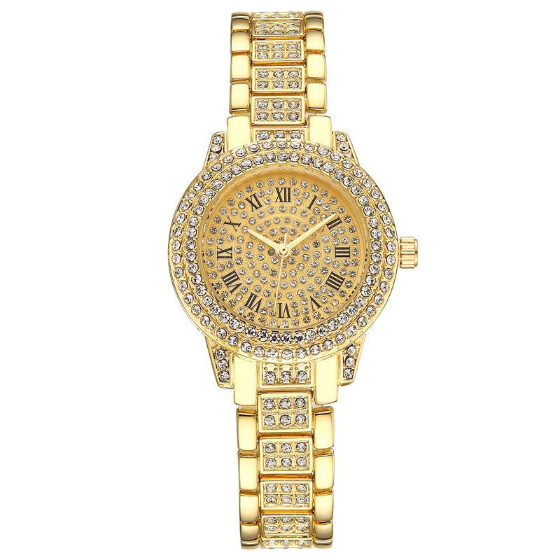 

Женские кварцевые часы со стразами наручные часы браслет пряжка часы золотой